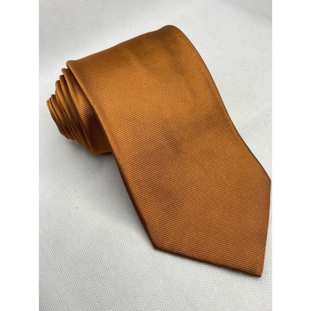 Vintage Brioni Handmade Seta Silk Tie Bronze Orange Italian Repp Weave Necktie